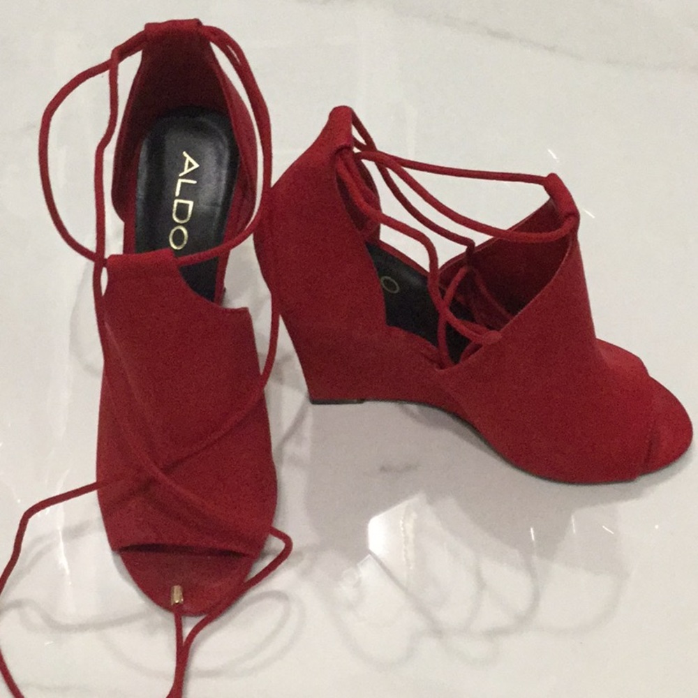 Aldo wedge lace up heels